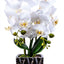 Orhidee 3 fire cu aspect natural in ghiveci argintiu, H 50 cm