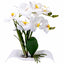 Orhidee artificiala in ghiveci ceramic alb, inaltime 40 cm, aspect natural