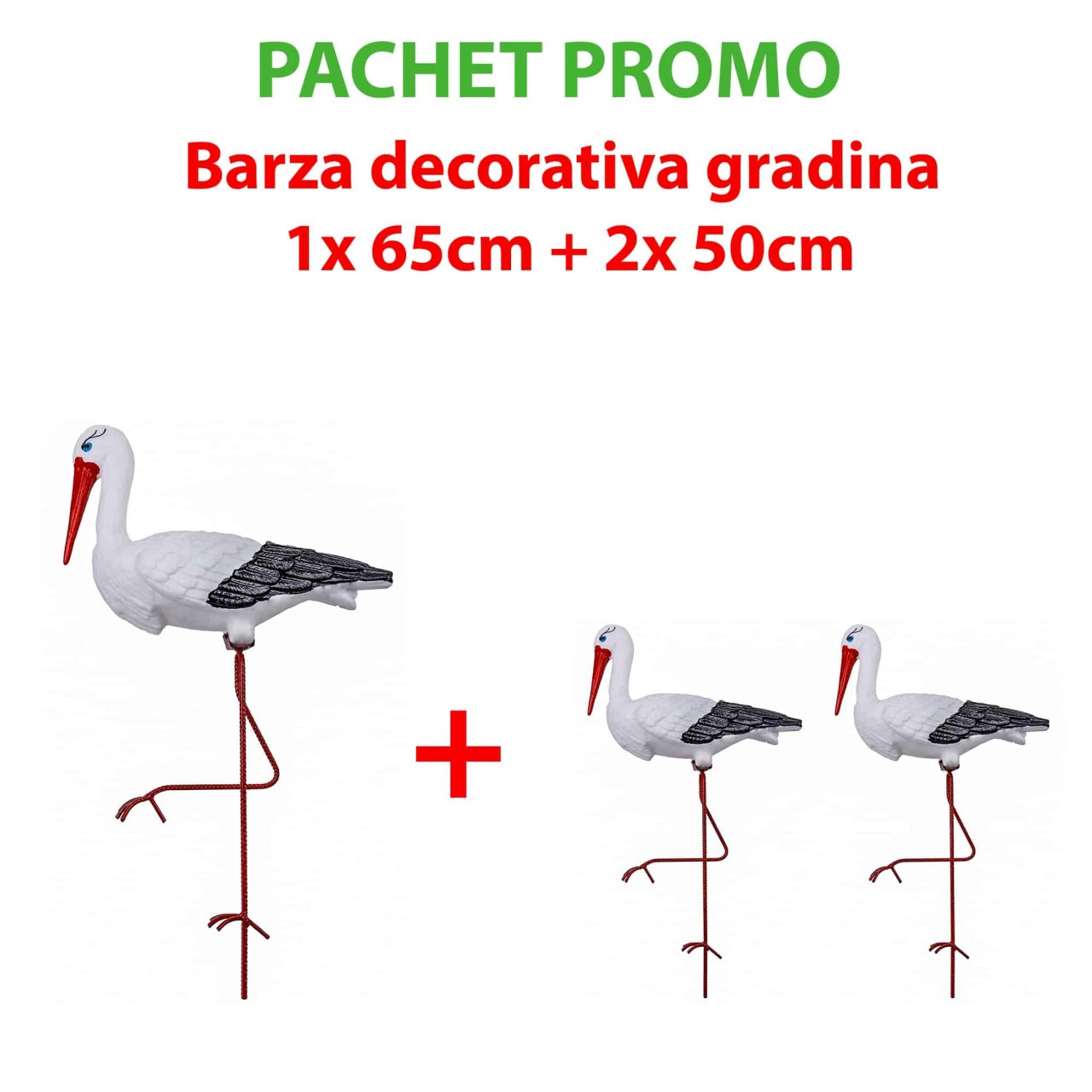 Pachet 3 barze decorative pentru gradina, 65cm si 2x 50cm, rezistente la intemperii