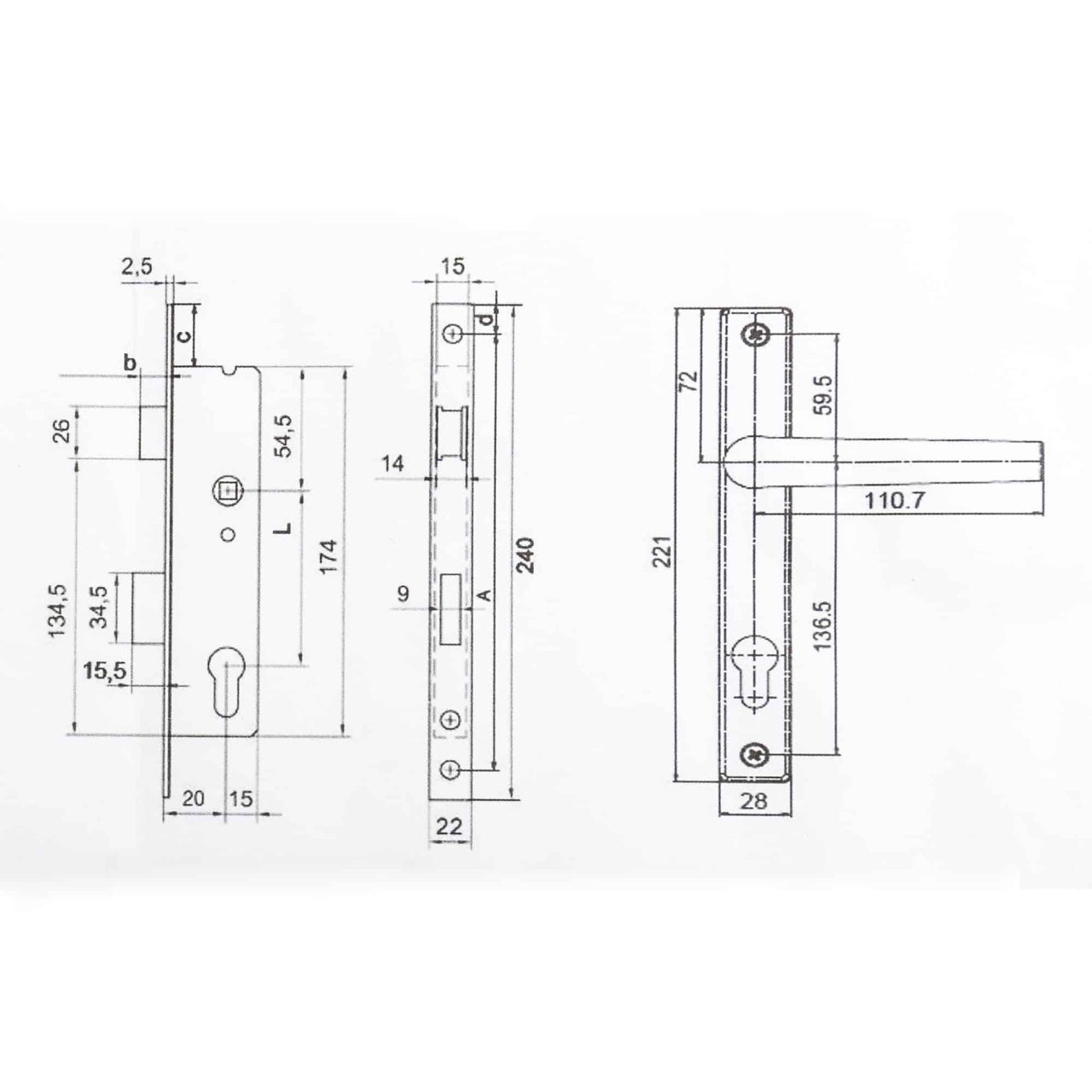 Pachet aluminiu cu feronerie negru pentru diverse aplicatii