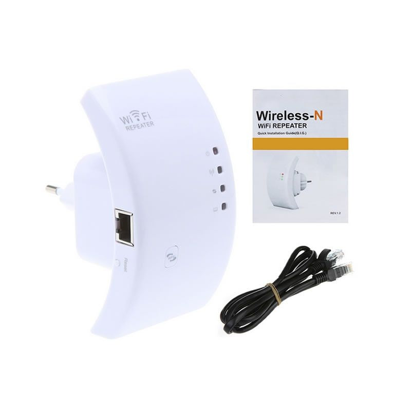 Pachet Amplificator semnal Wireless-N WiFi Repeater, 300 mbps, 220 volti, alb + Bec led Heinner, E27, 7W, 530 lm, A+