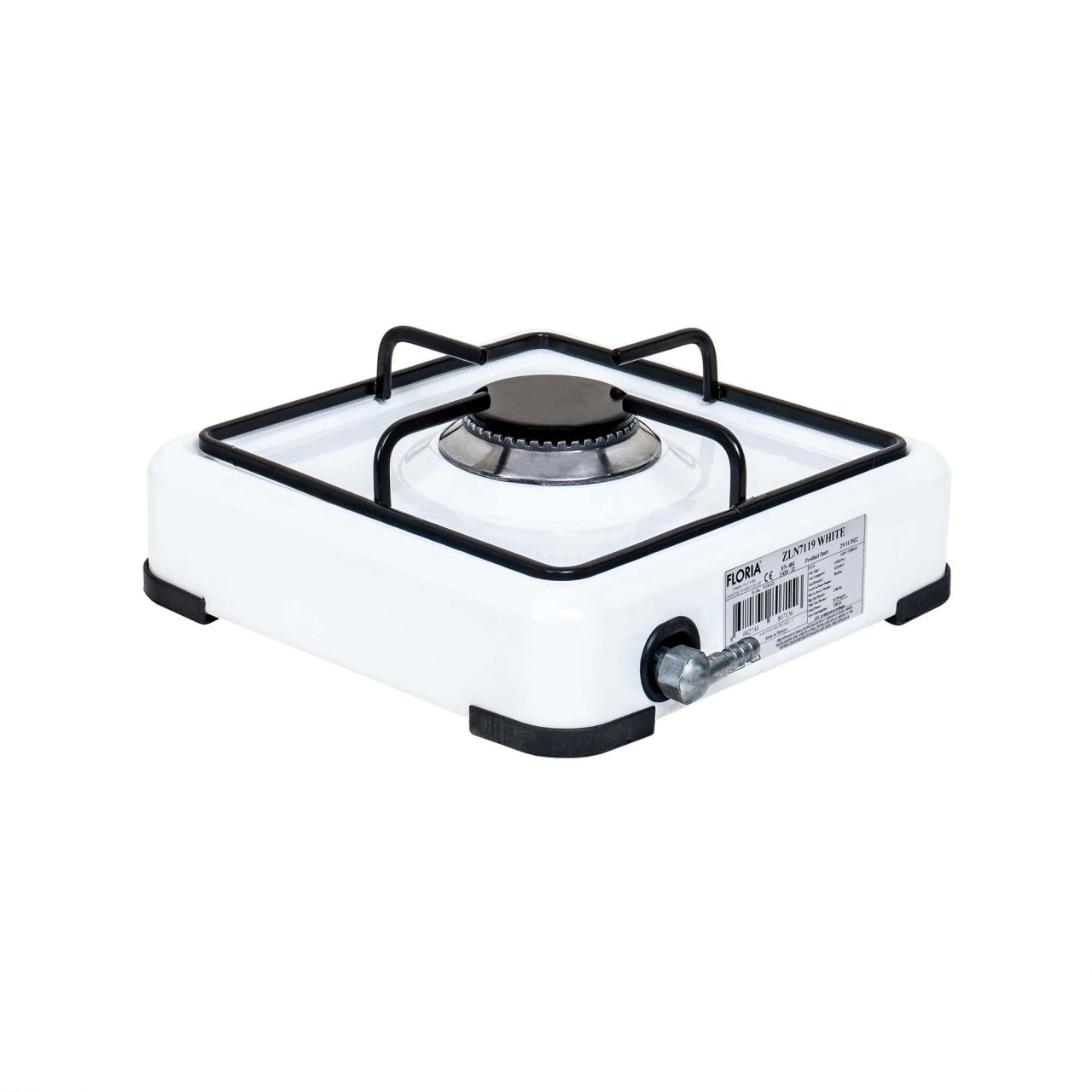 Pachet aragaz 1 ochi 28x28 cm cu ceas, furtun gaz 2m si aprinzator alb