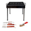 Pachet gratar metalic 50x35cm cu perie sarma si set 3 accesorii gratar