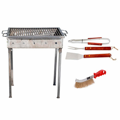 Pachet gratar metalic 50x35cm, grosime 3mm cu perie sarma si 3 accesorii gratar