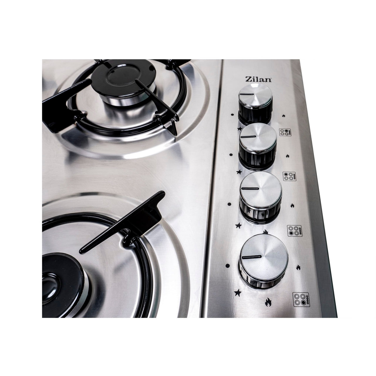 Pachet plita incorporabila inox 4 arzatoare si hota decorativa inox 63 cm