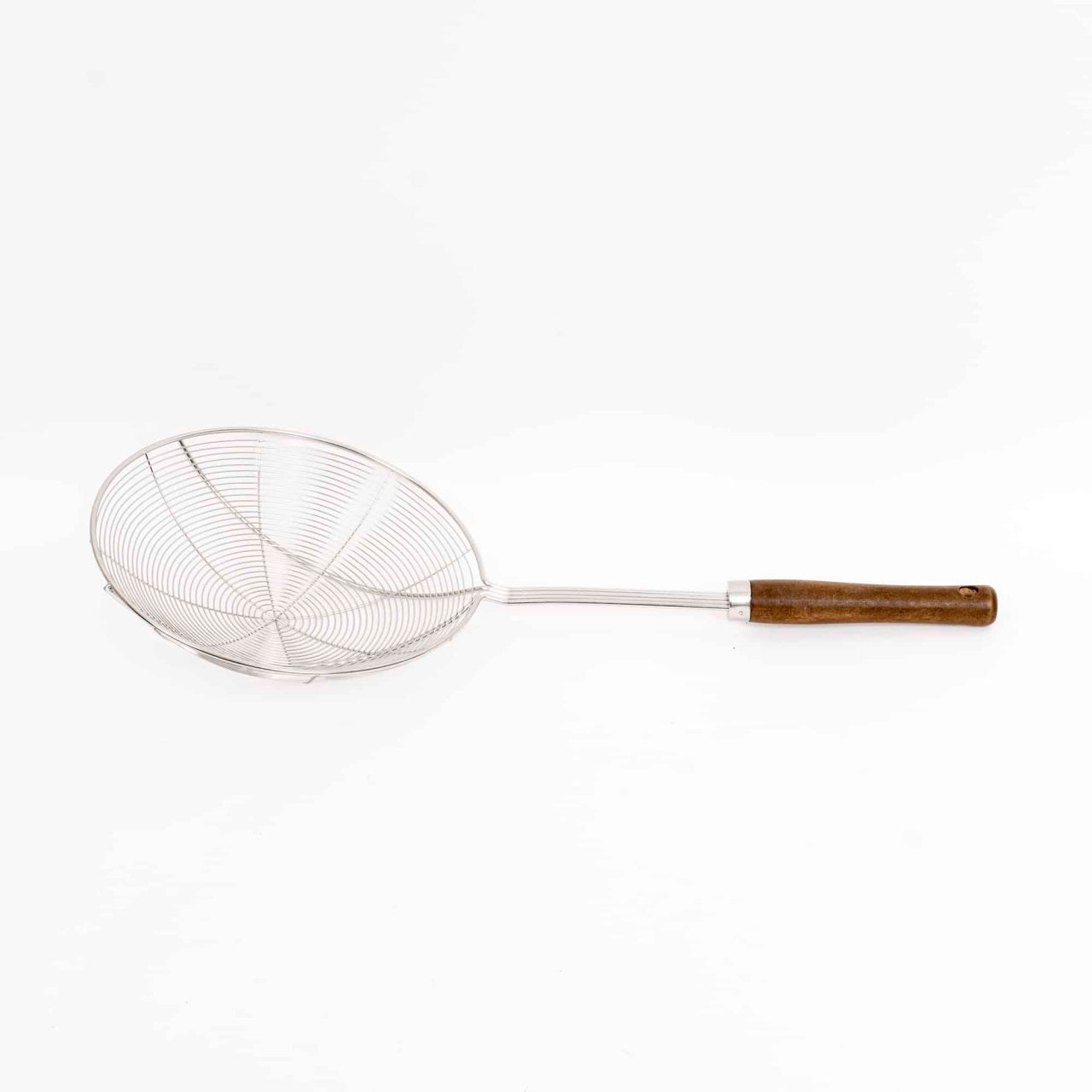Paleta strecuratoare inox cu maner de lemn, diametru 20 cm, lungime 46 cm