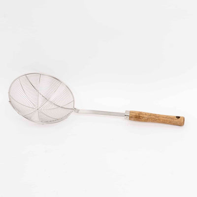 Paleta strecuratoare inox cu maner lemn, diametru sita 16 cm, lungime 41 cm