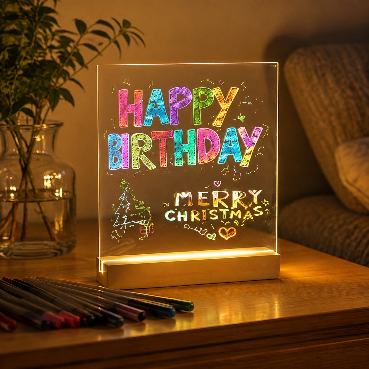 Panou LED Decorativ „Happy Birthday” cu Efect Neon – imagine comercială