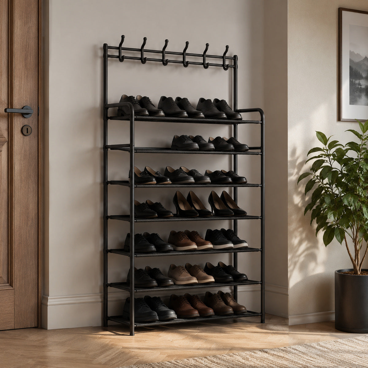 Pantofar Înalt cu 10 Niveluri, Structură Metalică, Negru – imagine comercială