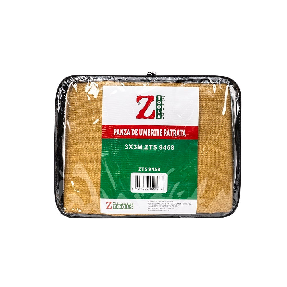 Panza de umbrire patrata 3x3m crem, protectie UV 98%, material HDPE