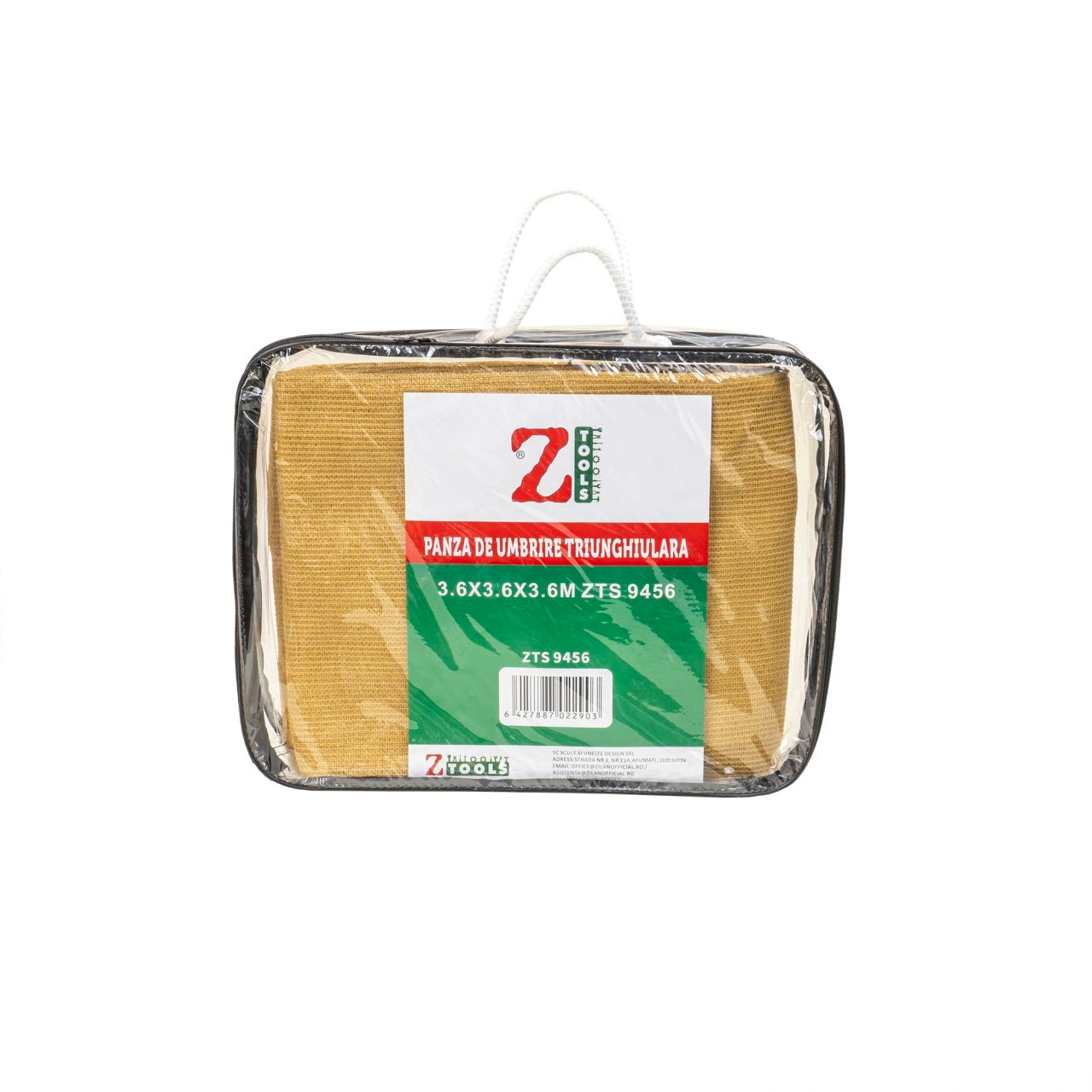 Panza de umbrire triunghiulara 3.6x3.6x3.6m crem, protectie UV 98%
