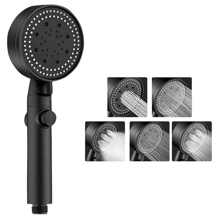 Para de dus reglabila, din metal si ABS, cu 5 setari de intensitate, comutator ON/OFF, presiune mare, negru