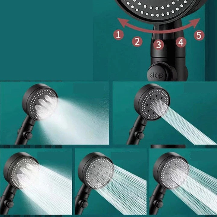 Para de dus reglabila, din metal si ABS, cu 5 setari de intensitate, comutator ON/OFF, presiune mare, negru