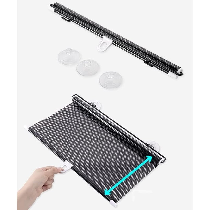 Parasolar Auto Retractabil Universal Tip Rulou, Pliabil, cu Protectie UV, pentru Parbriz sau Geam Lateral, Compatibil cu Majoritatea Masinilor 68 x 125cm