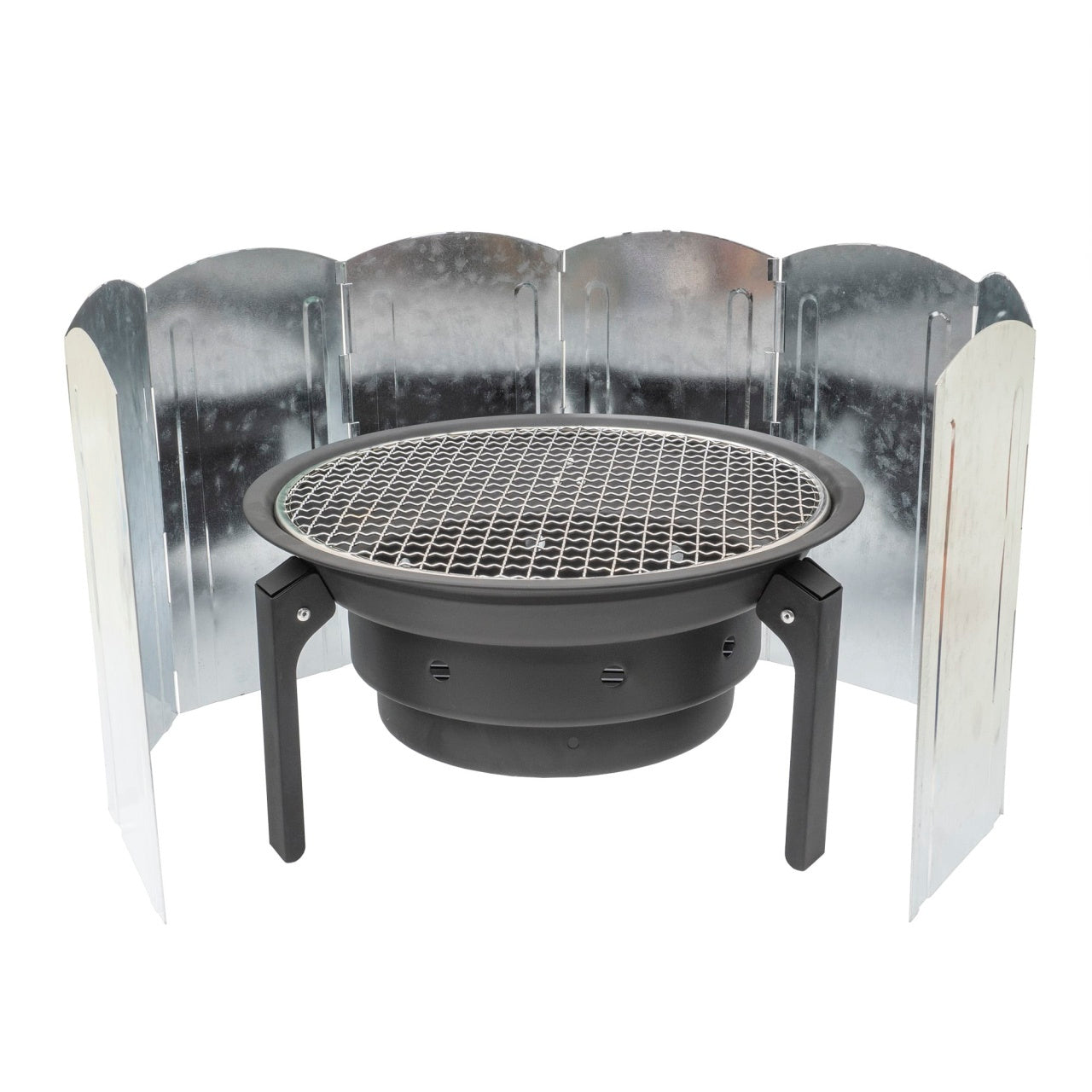 Paravan pliabil metalic pentru aragaz camping, 8 panouri, 120x30 cm