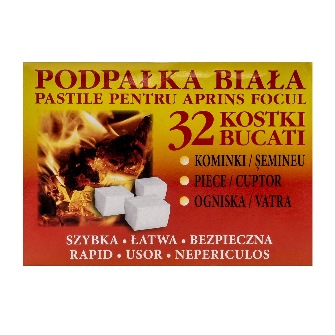 Pastile aprindere foc, 32 bucati, albe, din rasina