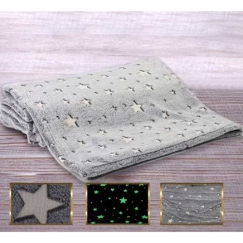 Patura pufoasa, cu stelute fosforescente, dimensiuni 120X150 cm, moale si confortabila, gri