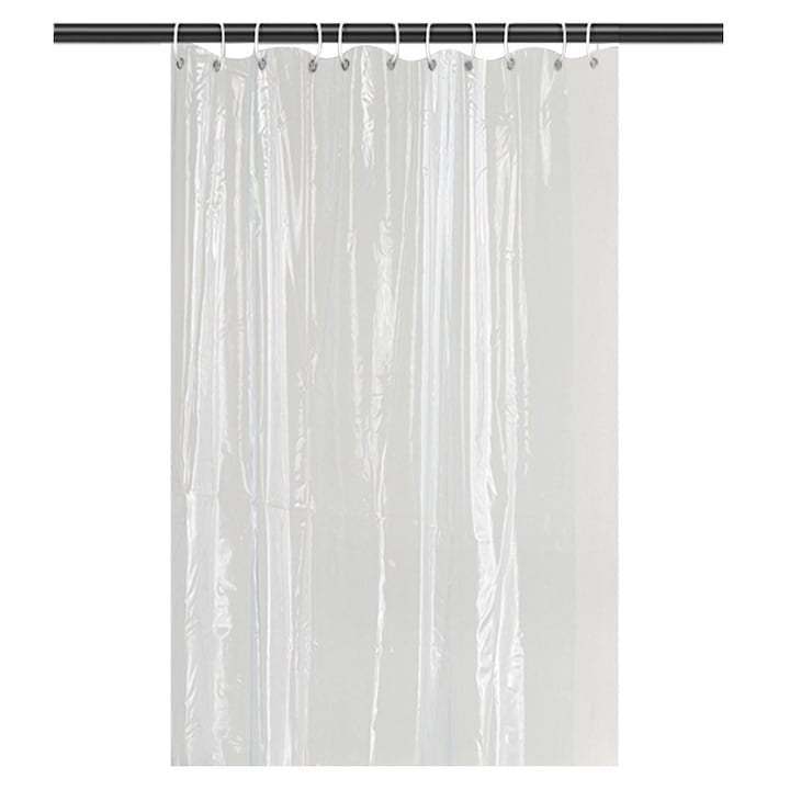 Perdea de baie, pentru dus, din plastic moale, dimensiuni 170/180 cm, rezistenta la apa, transparenta