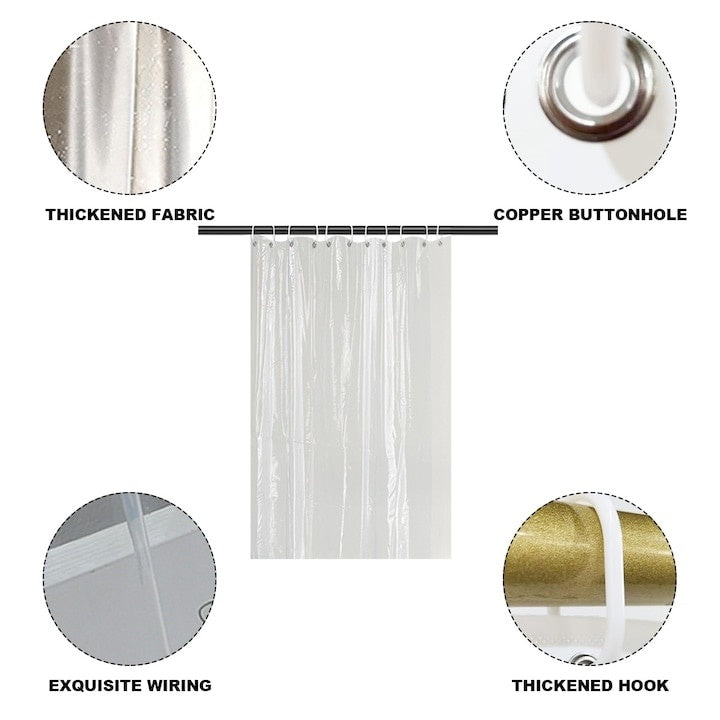 Perdea de baie, pentru dus, din plastic moale, dimensiuni 170/180 cm, rezistenta la apa, transparenta