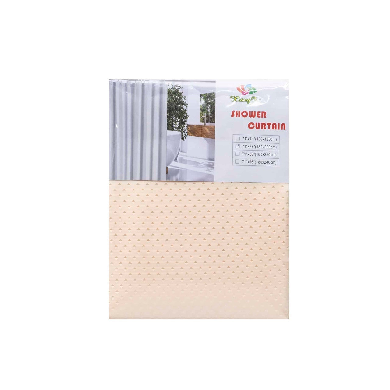 Perdea dus panzata poliester 180x200 cm culoare somon cu 12 carlige plastic