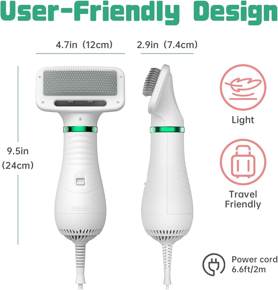 Perie cu uscator FOXMAG24 pentru caini si pisic 2 in 1, alb