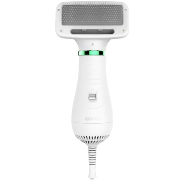 Perie cu uscator FOXMAG24 pentru caini si pisic 2 in 1, alb