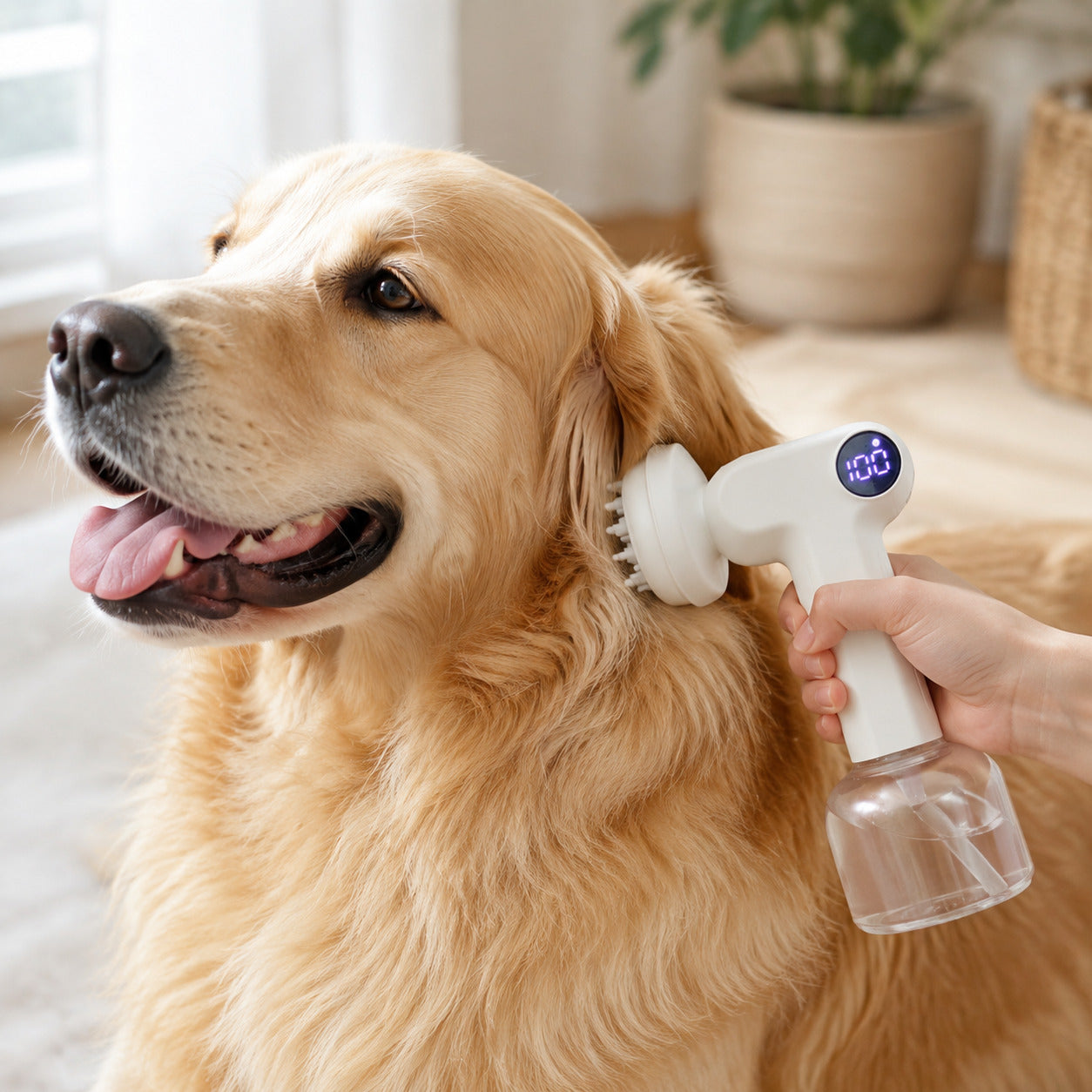 Perie Electrică de Curățare și Masaj pentru Animale, cu Rezervor și Display – imagine 2