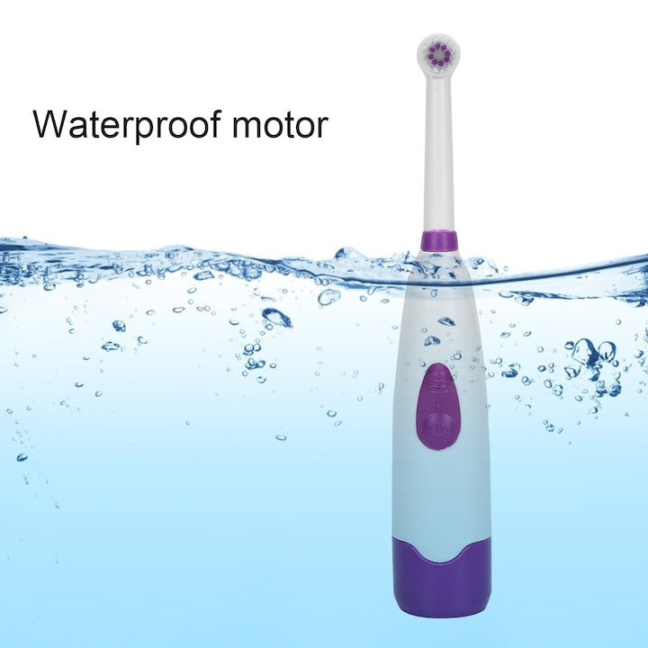 Periuta de dinti electrica ( cu baterii), cu 3 capete interschimababile, waterproof, din ABS, cu suport antialunecare, alb