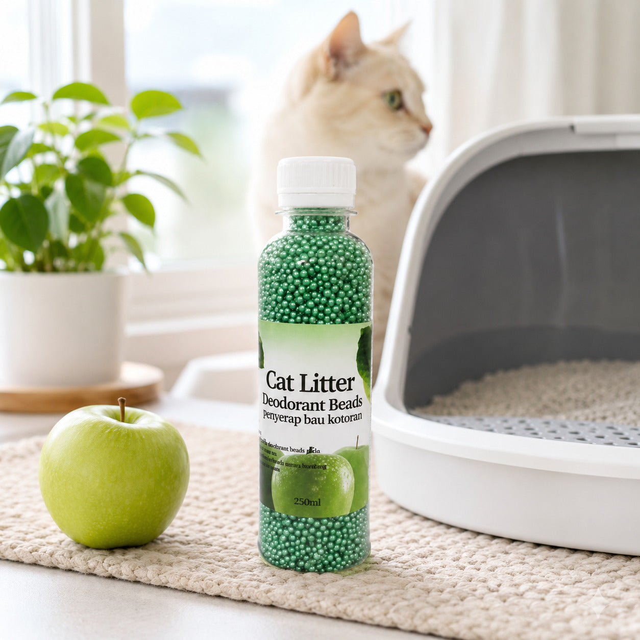 Perle Odorizante pentru Litiera Pisicii, Aromă de Măr Verde, 250 ml – imagine 2