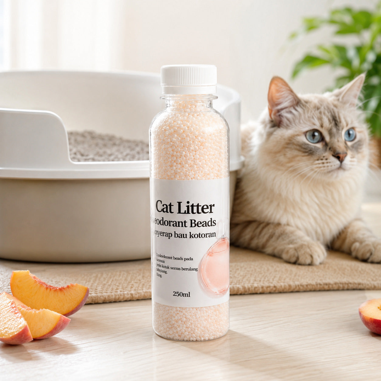 Perle Odorizante pentru Litiera Pisicii, Aromă de Piersică, 250 ml – imagine 2