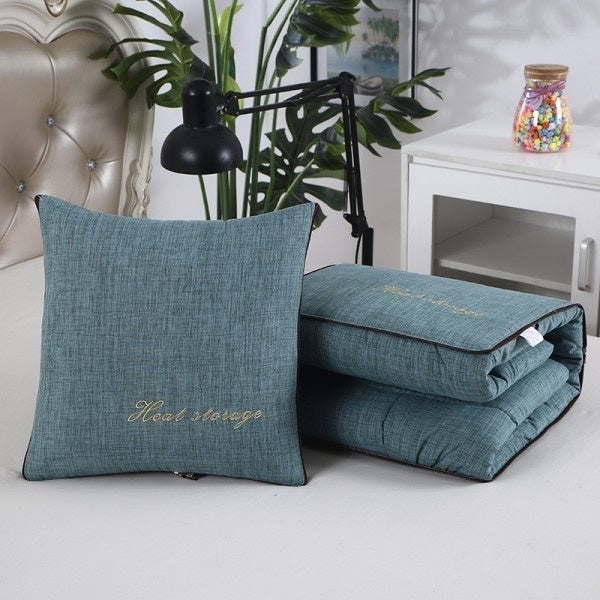 Perna si pilota, 2 in 1, dimensiuni 40 x 40 x 10 cm sau 110 x 150 cm, din material textil, cu 2 fermoare metalice bidirectionale, pentru auto, birou, living, voiaj, verde