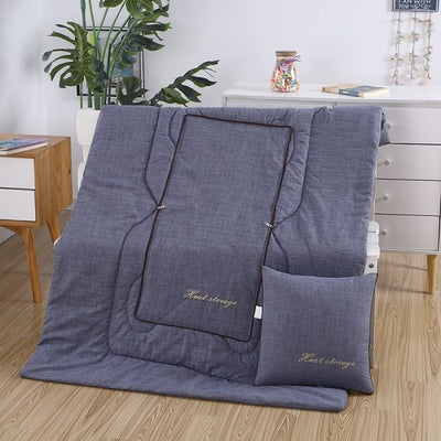 Perna si pilota, 2 in 1, dimensiuni 40 x 40 x 10 cm sau 110 x 150 cm, din material textil, cu 2 fermoare metalice bidirectionale, pentru auto, birou, living, voiaj, albastru