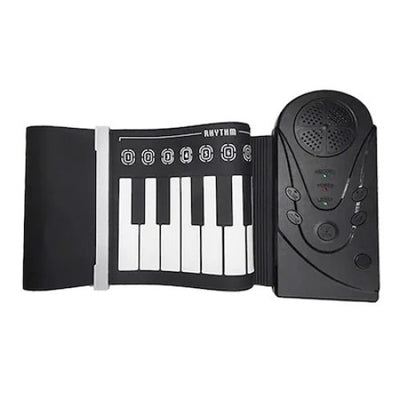 Pian Flexibil portabil cu 49 Clape Foxmag24, Functie de Inregistare, 8 Stiluri de Sunete Volum Reglabil, Difuzor Incorporat, Functie de Inregistare, Design Ergonomic, Alb si Negru
