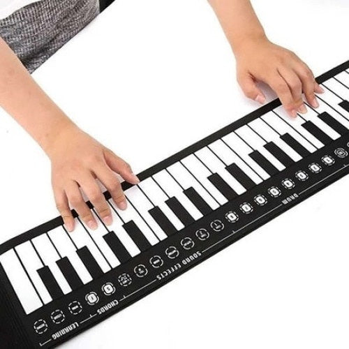 Pian Flexibil portabil cu 49 Clape Foxmag24, Functie de Inregistare, 8 Stiluri de Sunete Volum Reglabil, Difuzor Incorporat, Functie de Inregistare, Design Ergonomic, Alb si Negru