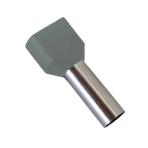 Pini dubli pentru cablu 2x2.5 mm, set 100 bucati, culoare gri