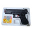 Pistol de jucarie, cu arc, din plastic, ncarcare manuala, 18 cm, 3 gloante moi din spuma cu ventuza, bile de gel si bile flexibile de silicon, negru