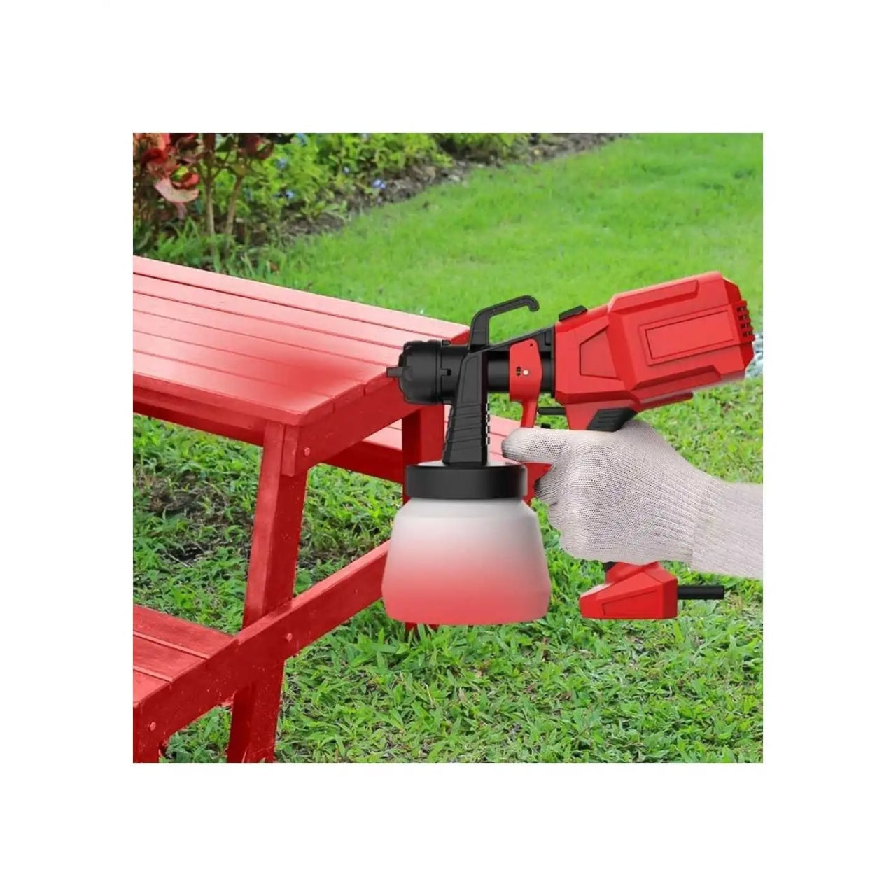 Pistol de vopsit, cu rezervor de 800 ml, cu acumulator inclus, duza reglabila, cu piese detasabile pentru o curatare usoara, rosu