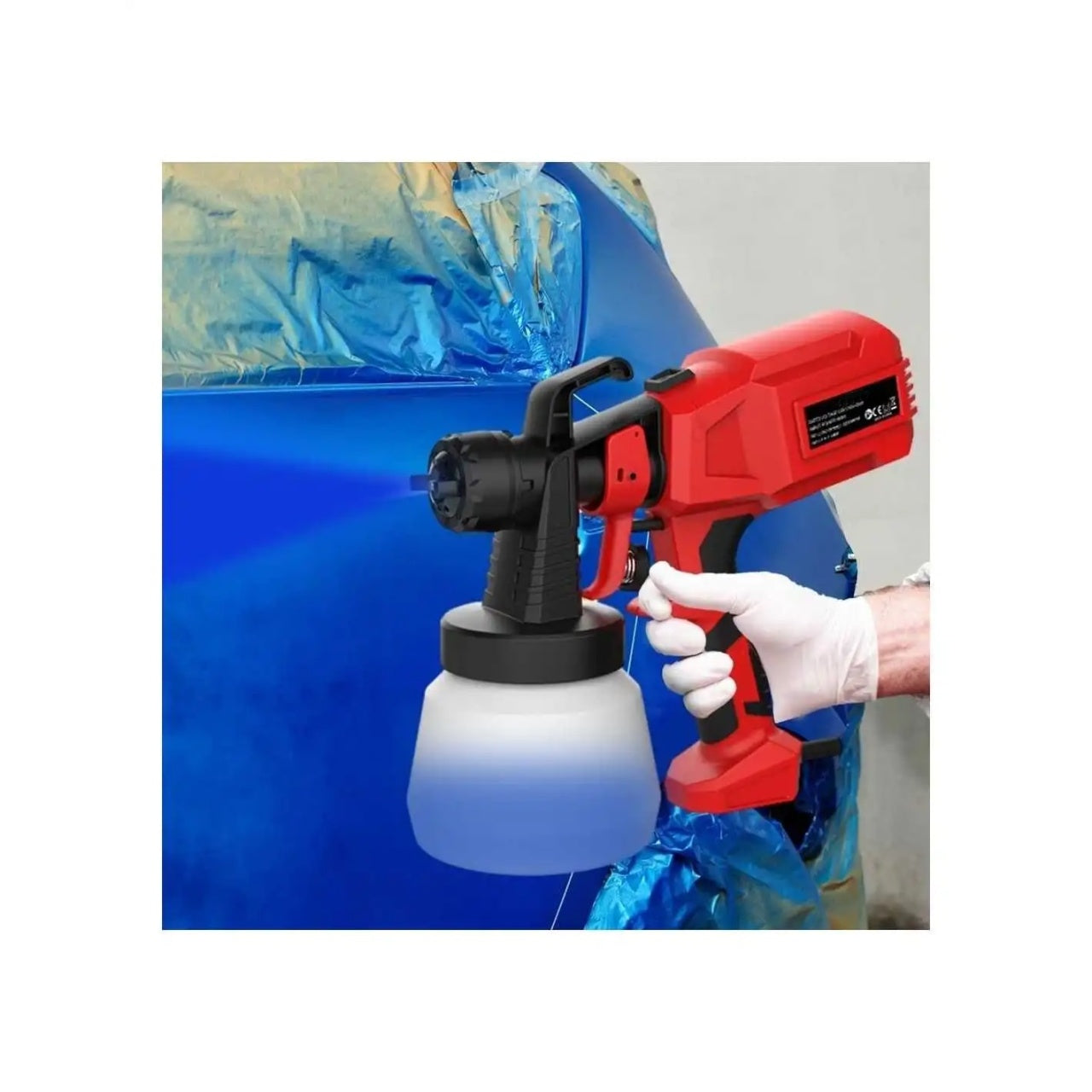 Pistol de vopsit, cu rezervor de 800 ml, cu acumulator inclus, duza reglabila, cu piese detasabile pentru o curatare usoara, rosu