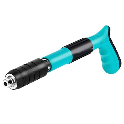 Pistol manual pentru fixarea cuielor/niturilor in perete, lungime 30 cm, calibru 7.3 cm, pneumatic, cu accesorii, ochelari de protectie si cutie transport, negru/verde