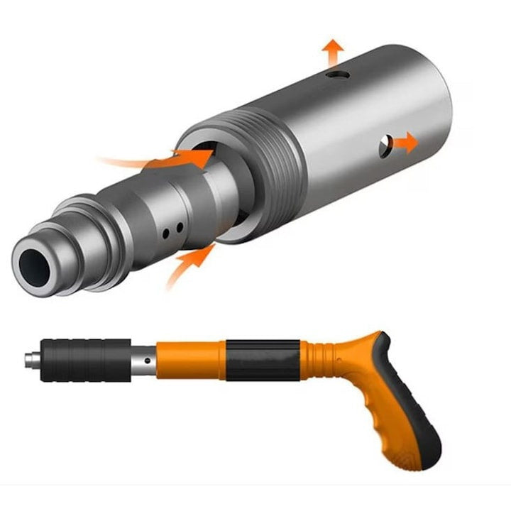 Pistol pentru nituri, pentru fixarea cuielor si bolturilor in beton, lemn, fier, perete, tavan, pardoseala, cu 50 de cuie incluse, portocaliu