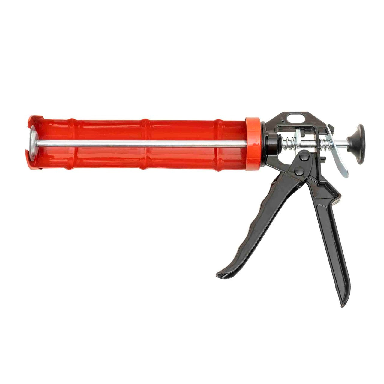 Pistol pentru silicon rosu, cadru metalic, mecanism clichet, dimensiuni 33cm x 5.5cm