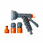 Pistol pentru udat reglabil cu 6 functii si 3 accesorii, plastic gri-portocaliu
