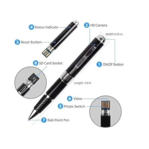 Pix Spion Full HD cu camera si microfon FOXMAG24, Inregistreaza Audio-Video, Fotografiaza, Aparat spion cu camera ascunsa, Negru