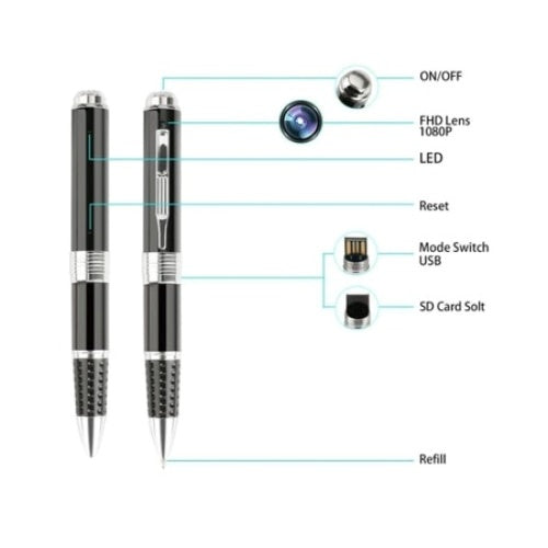 Pix Spion Full HD cu camera si microfon FOXMAG24, Inregistreaza Audio-Video, Fotografiaza, Aparat spion cu camera ascunsa, Negru