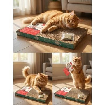 Placa de zgariat pentru pisici, 44 × 21.5 × 3.5 cm, suprafata abraziva pentru gheare