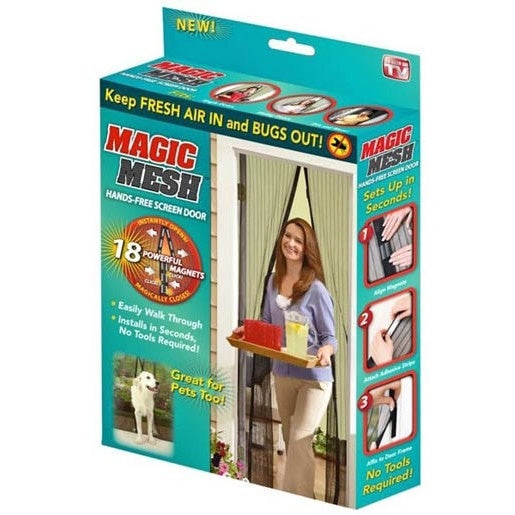 Plasa usa pentru tantari, muste sau alte insecte Magic Mesh, Inchidere Magnetica, negru