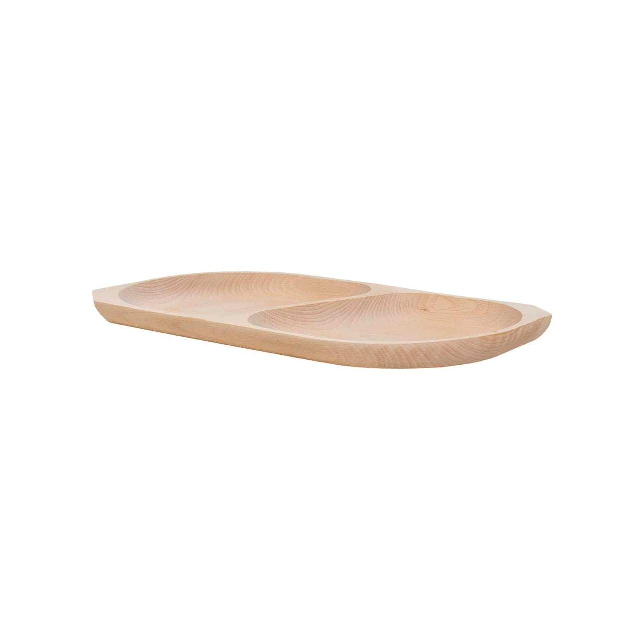Platou din lemn de fag cu 2 compartimente, 44x23x2.5 cm pentru servire