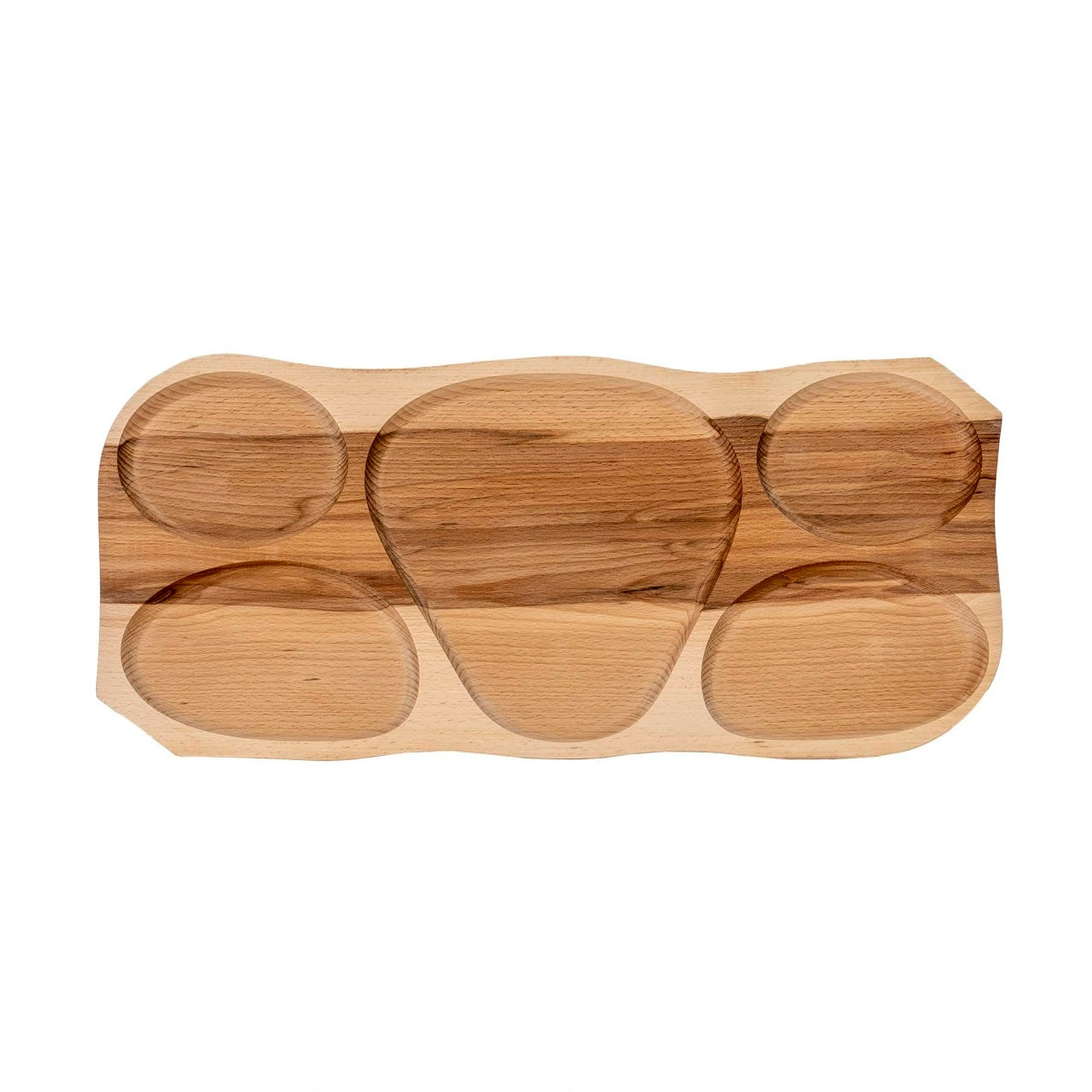 Platou lemn dreptunghiular cu 5 compartimente 63x28x2.5 cm pentru servit
