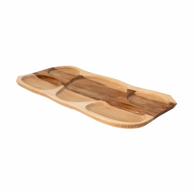 Platou lemn dreptunghiular cu 5 compartimente 63x28x2.5 cm pentru servit