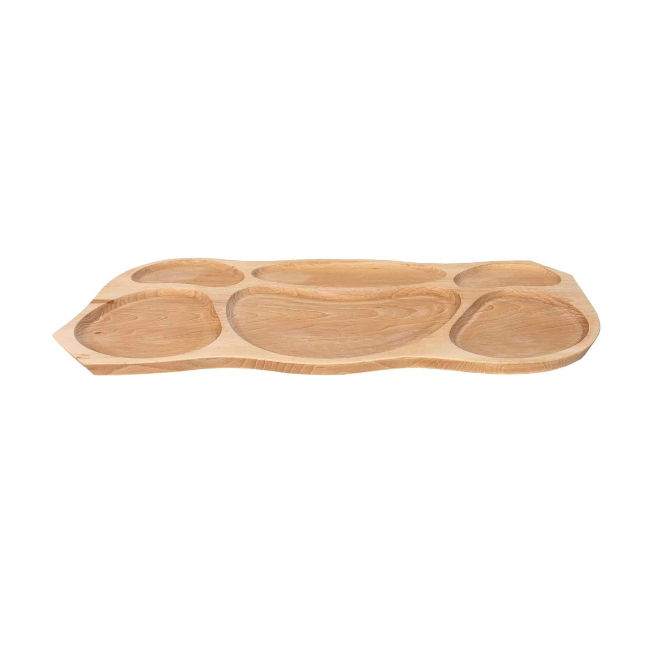 Platou lemn dreptunghiular cu 6 compartimente 68x34x2.5 cm pentru servire